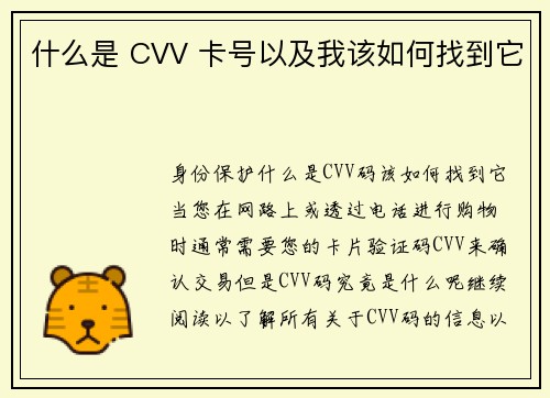 什么是 CVV 卡号以及我该如何找到它